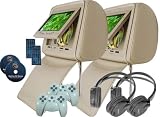 Pair of Headrest 7 LCD Car Monitors with Region Free DVD player USB SD Inc. Wireless Headhones and 32 Bit Games