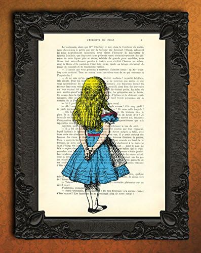 Alice In Wonderland Print Art Painting 7.67x11.61in/19.5x29.5cm-Alice In Wonderland Art Print On Antique Print Artar Tupcycled Recycled