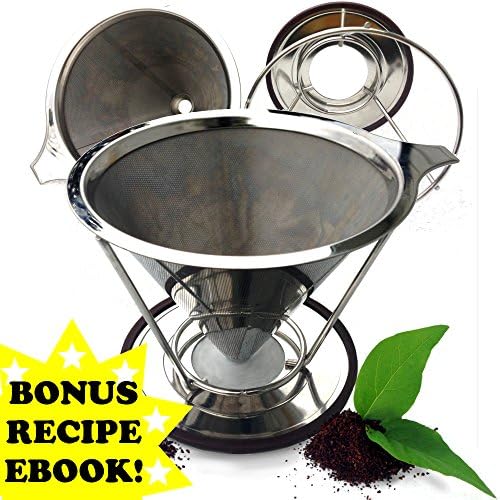 Jiko Lako Paperless Reusable Stainless Steel Pour-over Coffee Filter with Removable Stand