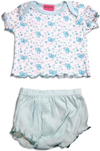 Little by Little - Newborn Girls Short Sleeve Diaper Set, Aqua, Turquoise 28734-6-9Months
