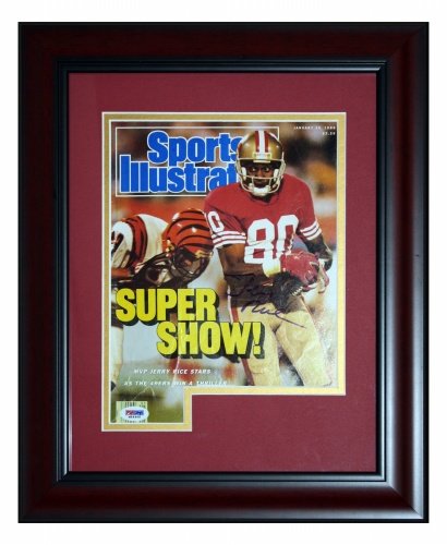 Jerry Rice Autographed San Francisco 49ers (1/30/89) Deluxe Framed Sports Illustrated Magazine - PSADNA