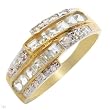 Ring With 0.50ctw Precious Stones - Genuine Diamonds and Aquamarines in Yellow Gold - Certificate Available.