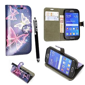  Samsung Galaxy A5 Premium PU Leather Magnetic Flip Wallet Case Cover Pouch +STYLUS (Blue Butterfly Book)