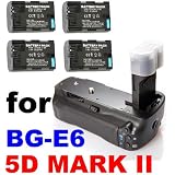 Battery Grip for Canon EOS 5D MARK II 2 SLR Digital Camera BG-E6 BGE6 + 4X LP-E6 Batteries