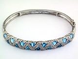 14K 4.25 CTW Blue Topaz & Diamond Bangle