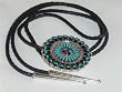 Turquoise & Jet Sterling Silver Bolo Tie - BT-0004