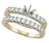 14K Yellow Gold Diamond Wedding Set Semimount
