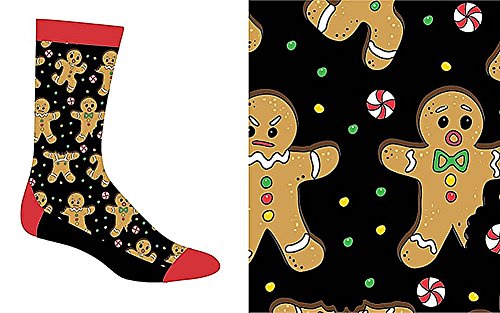 Yo Sox Christmas Themed Men's Novelty Crew Socks (Gingerbread Men)