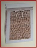 Laundry Hamper Wood and Banana Leaf Basket Bin