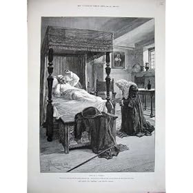 1888 Fine Art Old Man Four-Poster Bed Praying Forestier
