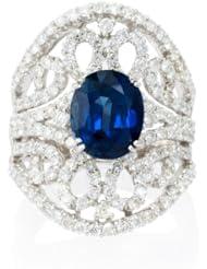 Diamond and Blue Sapphire 18k White Gold Ring
