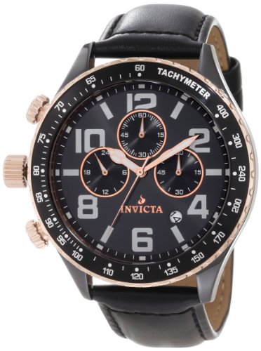 Invicta Men's 11252 Ceramics Chronograph Black Dial Black Leather Watch