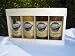Gourmet Food : Hot Pepper Relish, Mango Ginger Chutney, Golden Honey and Harvest Raspberry Mustard, in Wooden Crate