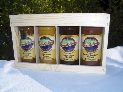 Hot Pepper Relish, Mango Ginger Chutney, Golden Honey and Harvest Raspberry Mustard, in... by Granite Bay Farms Specialty Foods