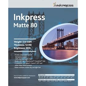 Click here to buy Inkpress Duo Matte 80, double-sided-5x7-50 sheets by Inkpress.