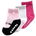 3pk Non-Skid Shoe Socks, Pink, 6-18 months [Apparel]
