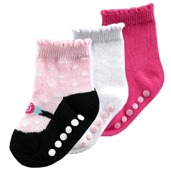 3pk Non-Skid Shoe Socks, Pink, 6-18 months $2.99