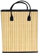 Split Bamboo Market Bag with Canvas Lining and Leatherette Handle and Trim 16" x 12" x 6 1/4"