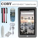 Coby MID7120-4G 7 Inch Kyros Android OS 2.3 Touchscreen Tablet 4G Silver Bundle With Accessories