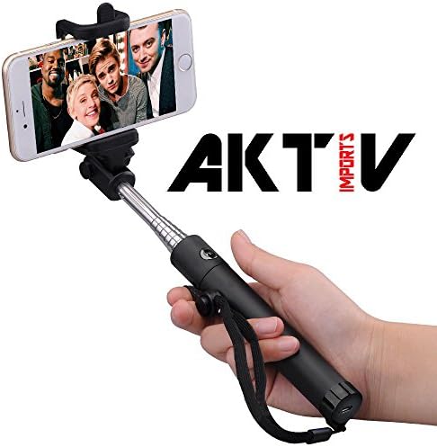 Selfie Stick, Foldable Extendable Selfie Stick with Built-in Wired Remote Shutter for iPhone 6s, 6, 6 Plus, 5, 5s, 5c, Samsung Galaxy - Black