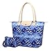 Crest Design Women’s Waterproof Nylon Tote Handbag Top Handle Bag with Wallet 2PCs Purse Set