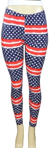 FandS-Women's Trendy All Kinds Solid & Fashion Legging One-Stop Shop (ONE SIZE, PT827-MULTI-AMER/FLAG)