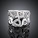New Fashion Beautiful Jewelry Austrian Crystal Hollow Heart Sweet Love Silver Ring Band