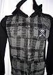Mosquitohead Mens 'UNITED ROCKERS gray PLAID W/ SKULL PATCH' Hoodie- Black
