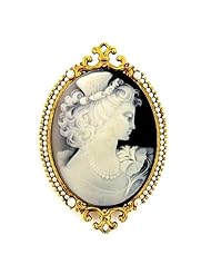 Goddess of Beauty Cameo Brooch Gold Plated