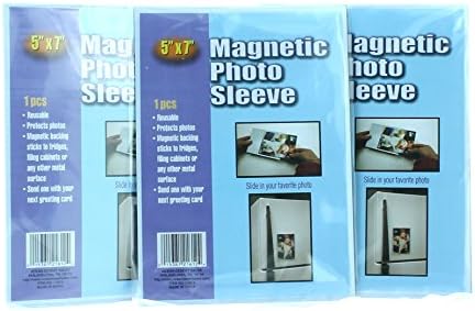 Lot of 3 Magnetic 5" x 7" Photo Sleeves Insert Picture Reusable Holder