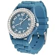Geneva Platinum CZ Accented Silicon Link Watch, Large Face