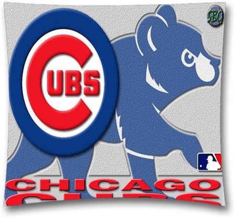 MLB Throw Pillow Cushion Covers, Chicago Cubs Square Decorative Throw Pillowcases, Pure Cotton, Bedding, Sofa, Couch, Size: 18x18 inches (45x45 cm) Ball Game Theme 84