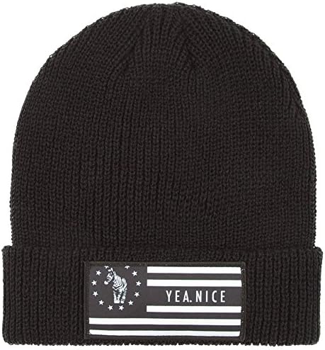 YEA.NICE Patch Pattern Iconic Beanie, Black