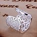 Noble Jewelry 925 Silver Women Ring Wide Hearts With Zircon Open