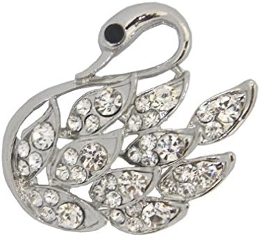 New Swan Brooch Silver Tone Rhinestone Clear Crystal Brooches Pin Wedding Bridal