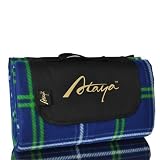 ATAYA Outdoor Camping Picnic Blanket w/Waterproof Backing & Carrying Strap,100% Polyester, Plaid, 51x59 Inch/59x71 Inch Optional 85038102