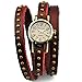 Sinceda Retro Watch Women's Punk Wrap Genuine Leather Fashion Watch Rivet Strap