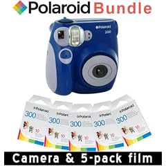 Polaroid 300 Sofortbildkamera in Blau + 5er Pack 300 Sofortbildfilm