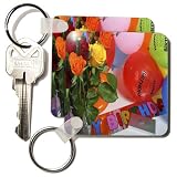 51YNlRMR bL. SL160  Happy Birthday with Flowers and Balloons   Set Of 6 Key Chains