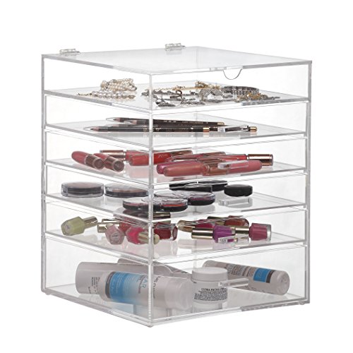 Beautify Large 6 Tier Clear Acrylic Cosmetic Makeup Cube Organizer