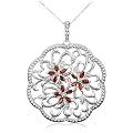 $29.99 - Sterling Silver Garnet Flower Pendant