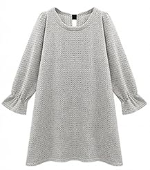 Shift Sweater Puff Sleeves  Mini Dress  With a Bow(s)
