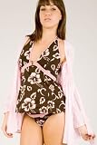 Contrast Trimmed Floral Halter Tankini.