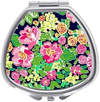 Queen Ali Custom Lilly Pulitzer Pink Roses Decorative Sliver Sector Pill Box Medicine Case Holder Pillbox Tablet Gift