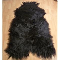 Island Schaffell Lammfell Fell schwarz 110-120cm