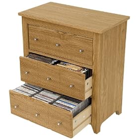 CD / DVD Storage Unit with Oak Finish [KD-MM-3-OAK-GG]