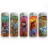 5-PACK Ed Hardy Refillable Tattoo Color Changing LED Lighters (EH-LT-120)
