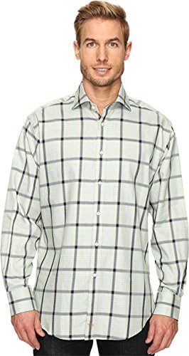 Thomas Dean &amp; Co. Men's Long Sleeve Big Check Sport Shirt Green Shirt