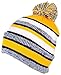 Best Winter Hats Quality Striped Variegated Cuffed Beanie W/Large Pom (L/XL)