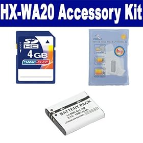 Panasonic HX-WA20 Camcorder Accessory Kit includes: ZELCKSG Care & Cleaning, SDLI50B Battery, KSD4GB Memory Card